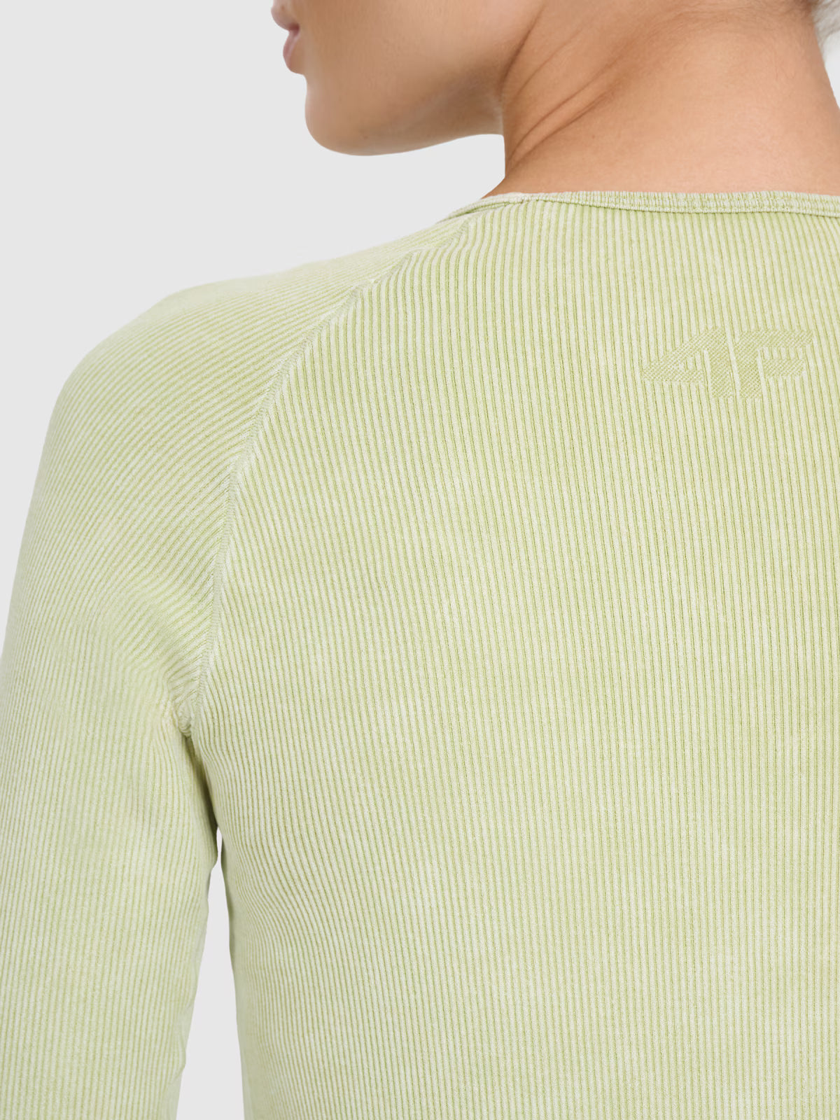 Longsleeve slim do jogi i pilatesu szybkoschnący damski