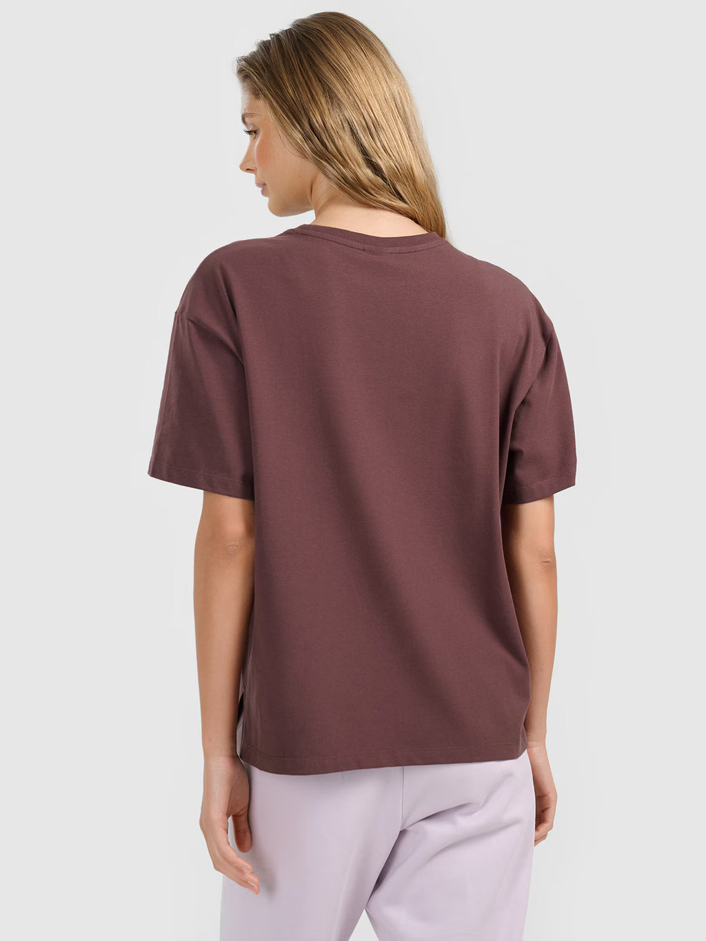 T-shirt loose gładki damski