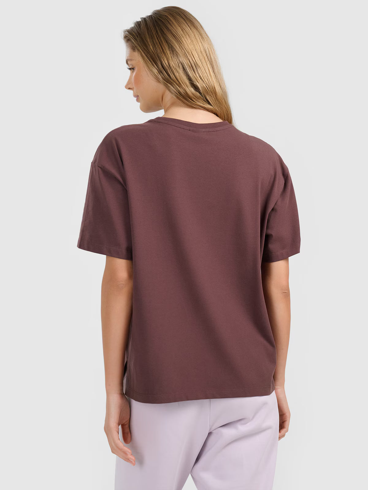 T-shirt loose gładki damski