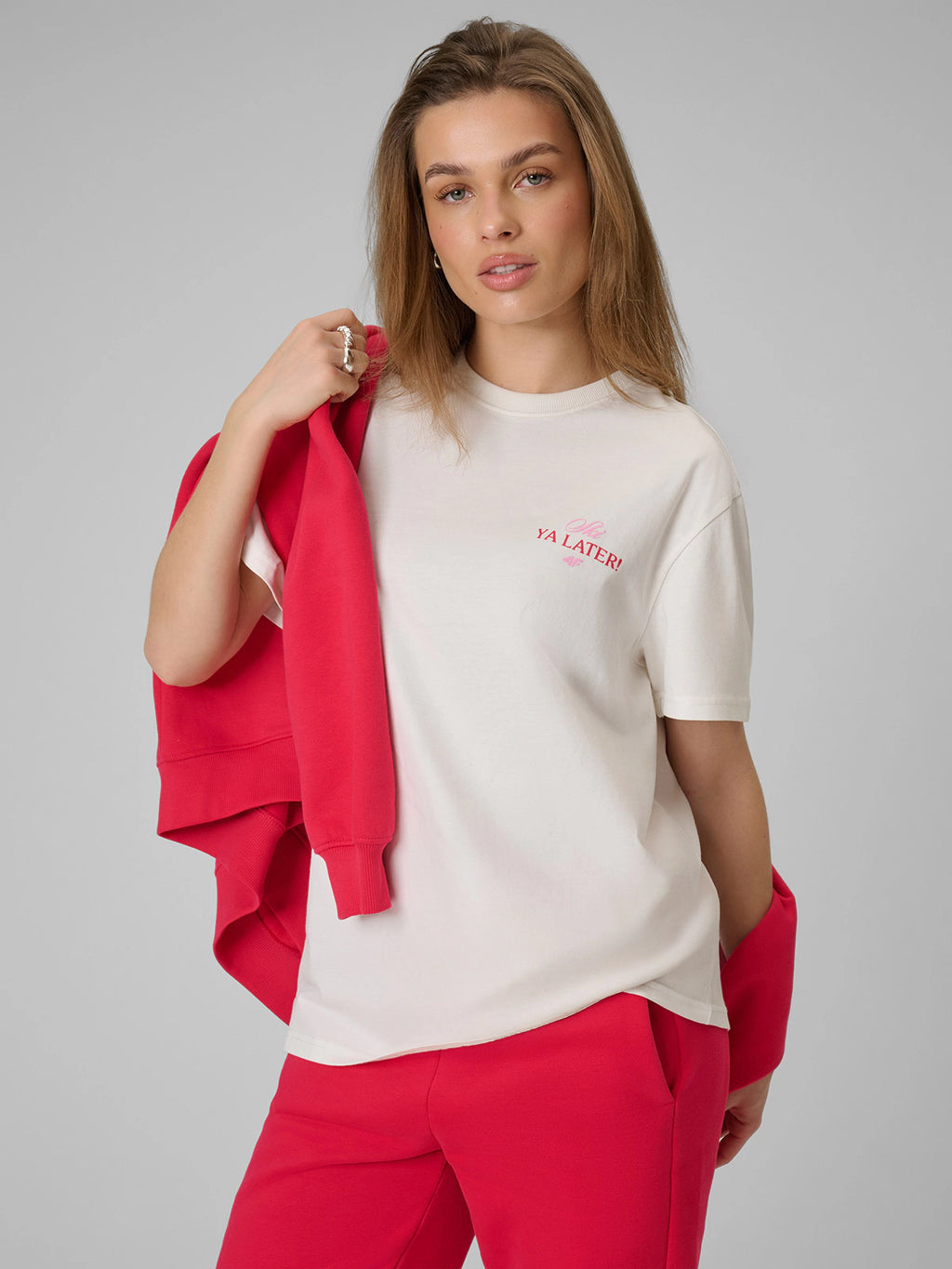 T-shirt loose z nadrukiem damski