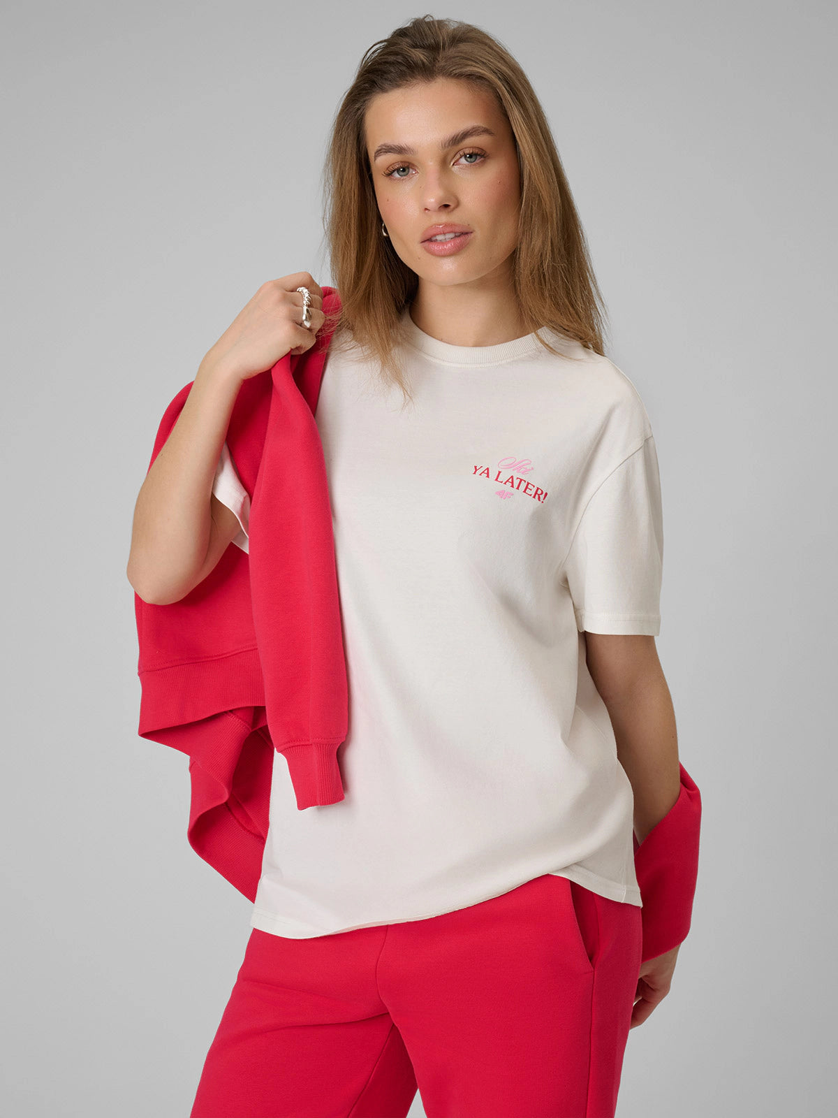 T-shirt loose z nadrukiem damski