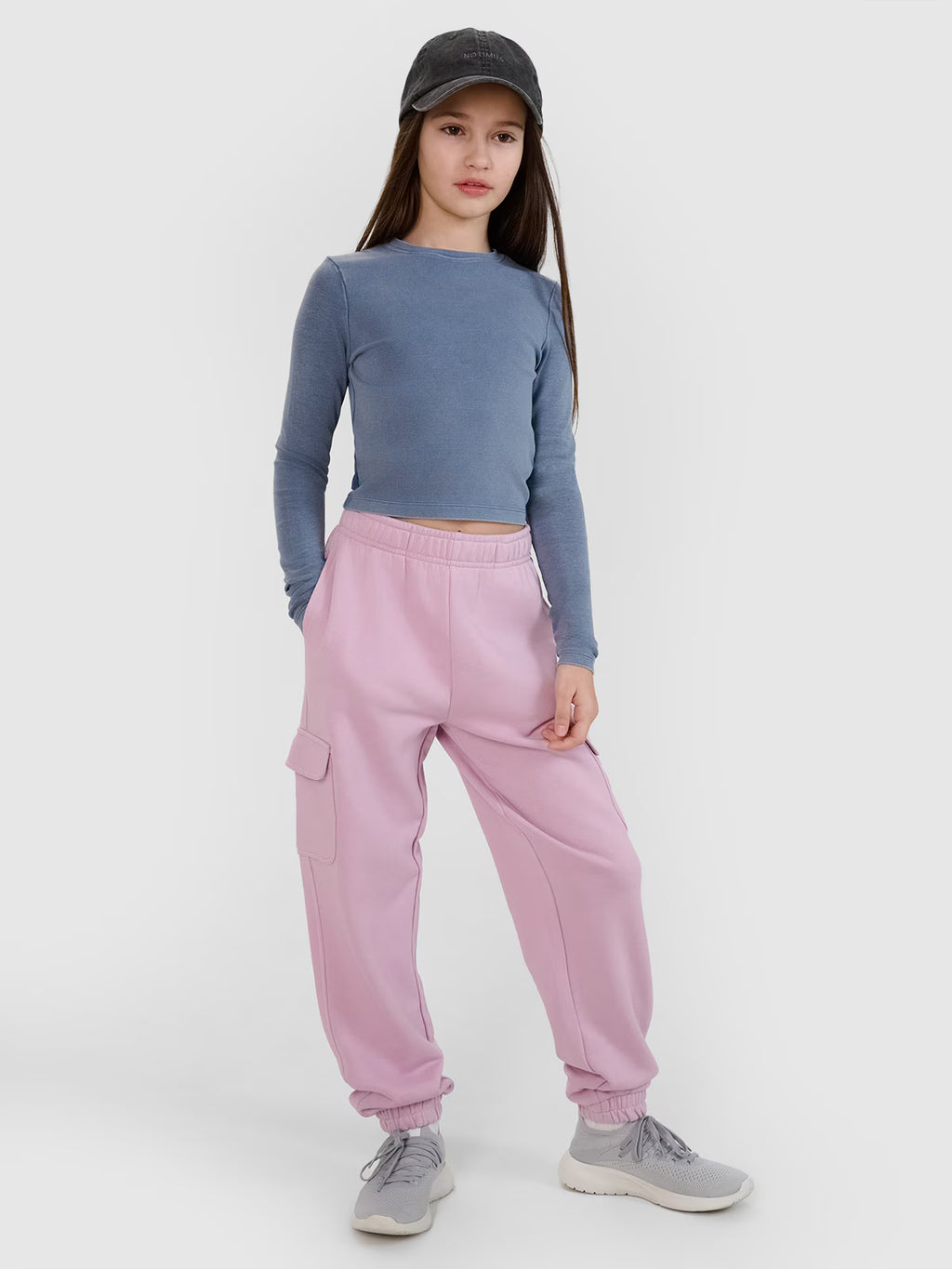 Longsleeve slim crop top gładki dziewczęcy