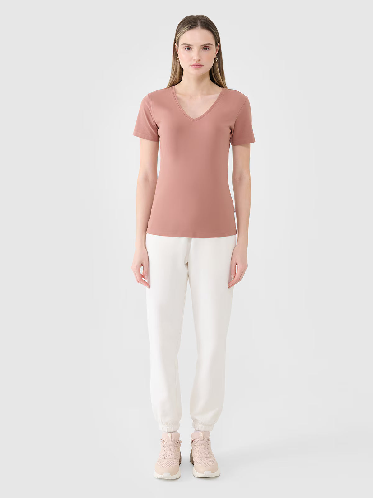 T-shirt slim gładki damski