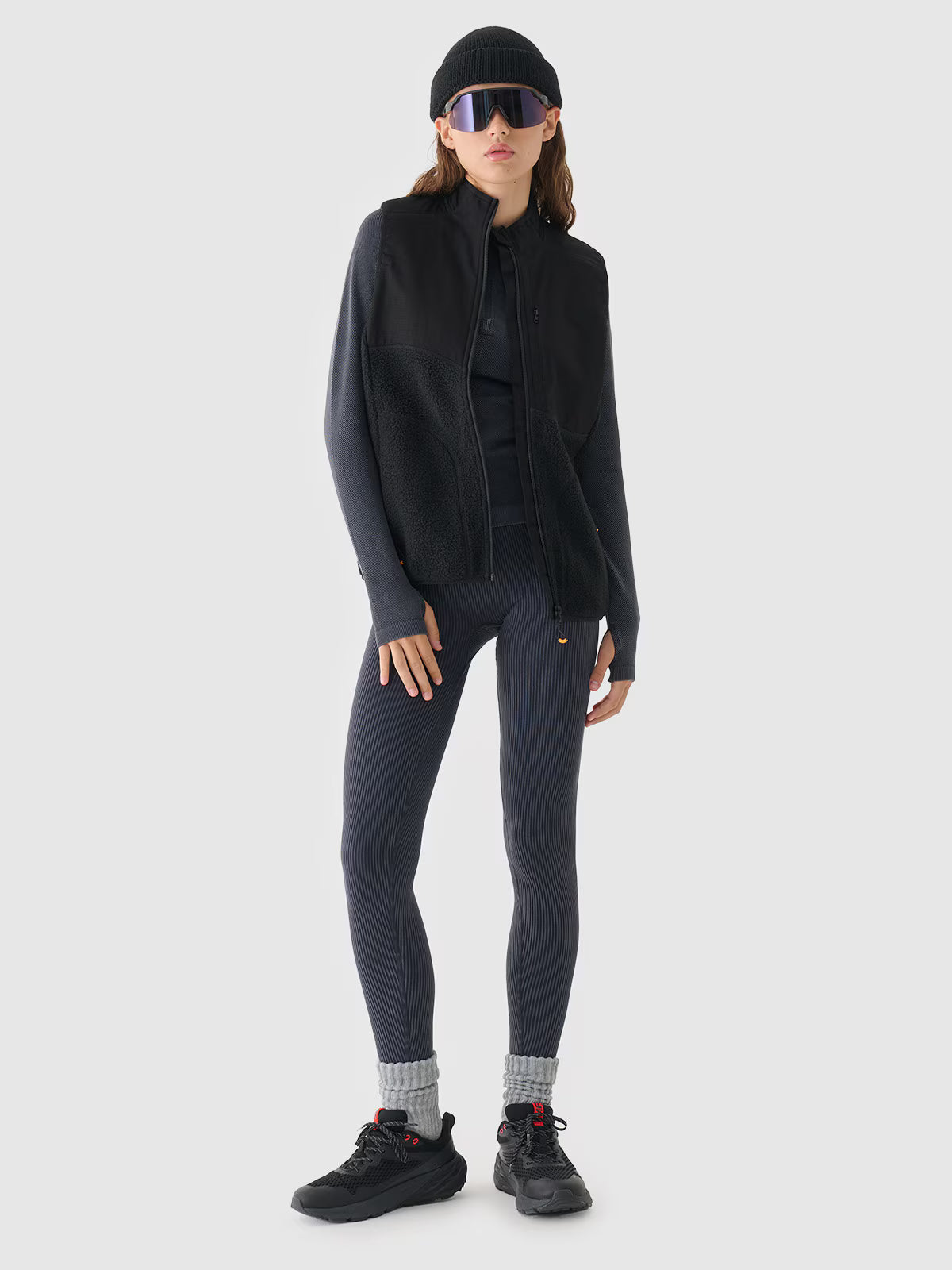 Legginsy bezszwowe w prążki damskie