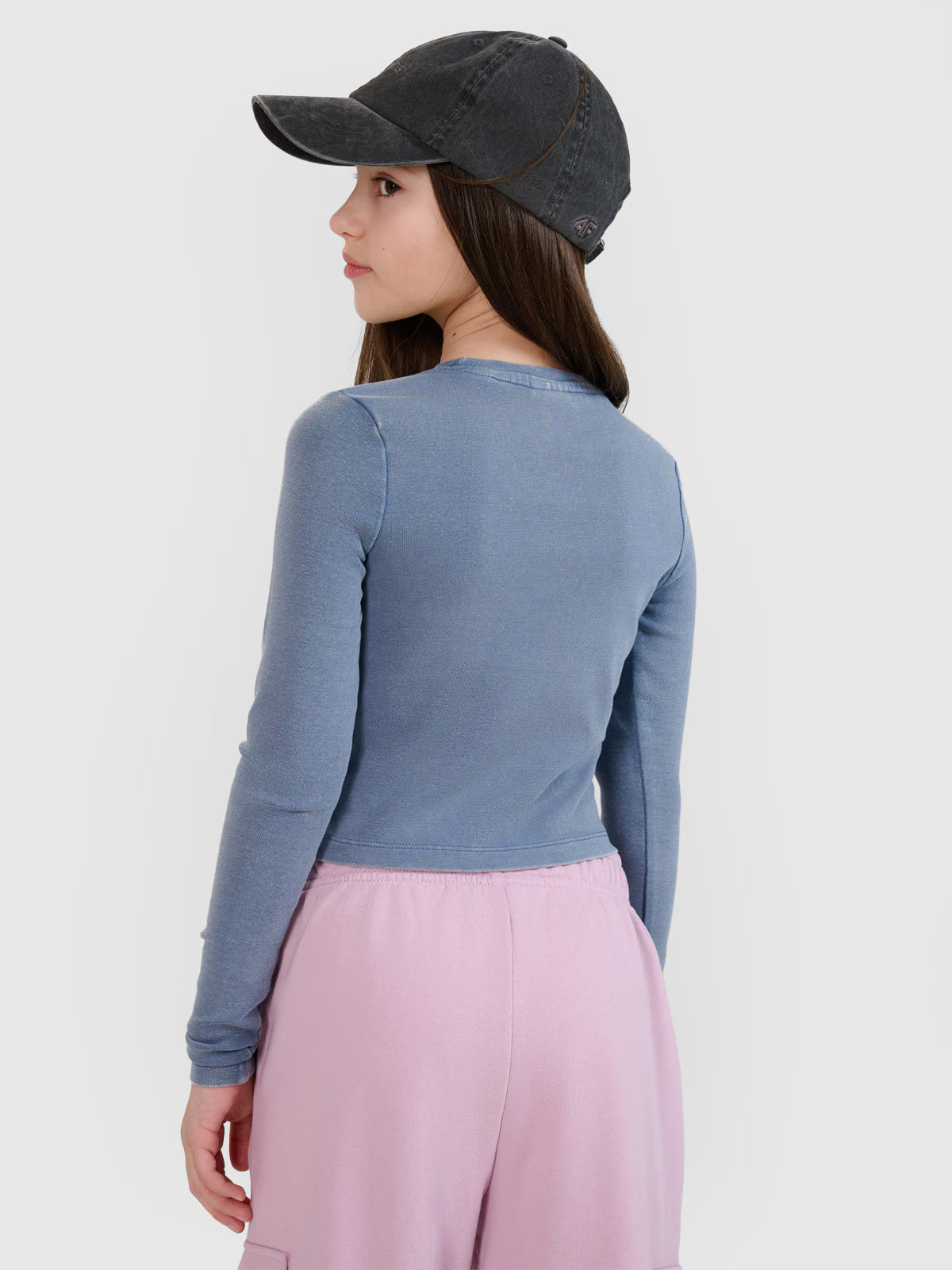 Longsleeve slim crop top gładki dziewczęcy
