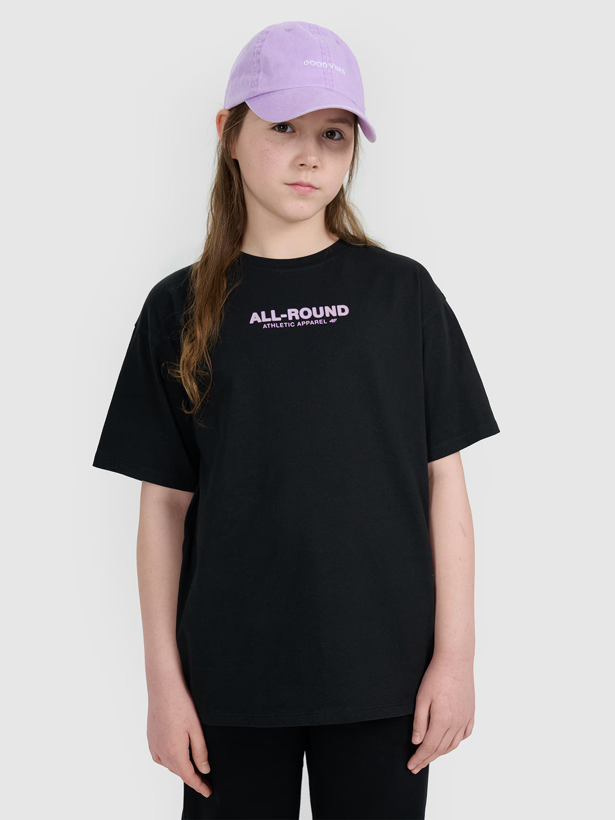T-shirt oversize z nadrukiem dziewczęcy