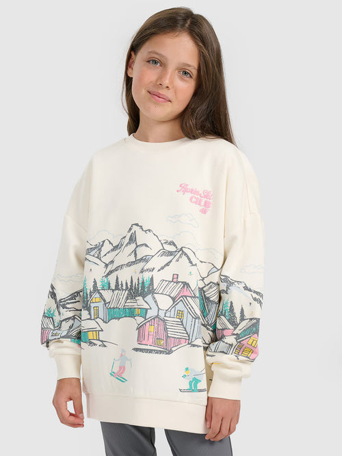 Bluza dresowa loose nierozpinana bez kaptura dziewczęca
