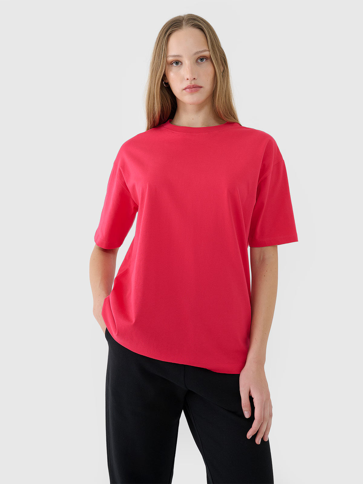 T-shirt oversize gładki damski