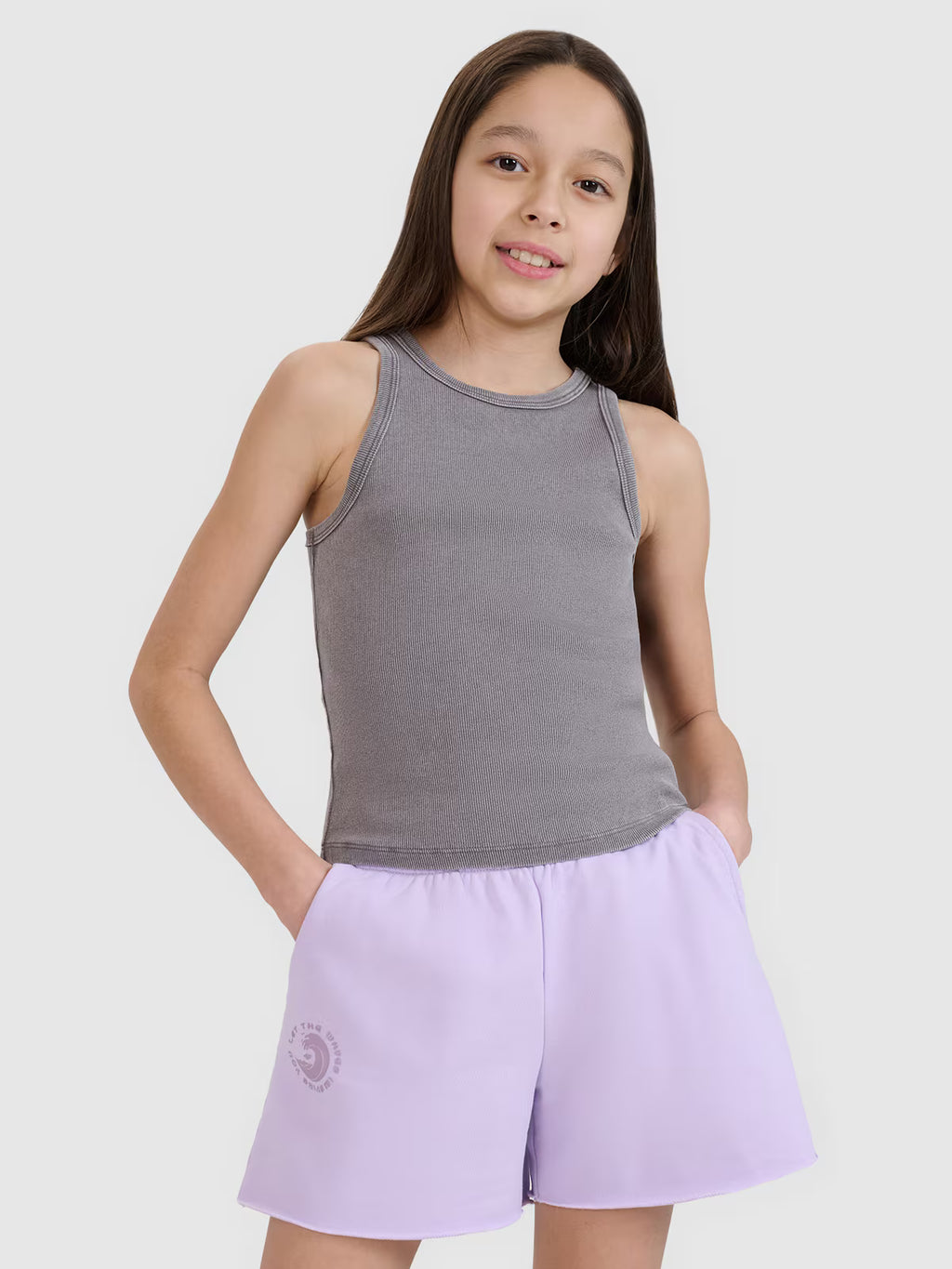 Crop top slim z prążkowanej dzianiny dziewczęcy