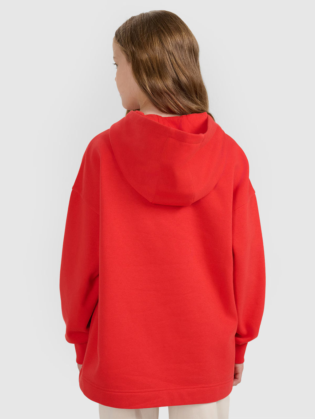 Bluza dresowa oversize nierozpinana z kapturem dziewczęca