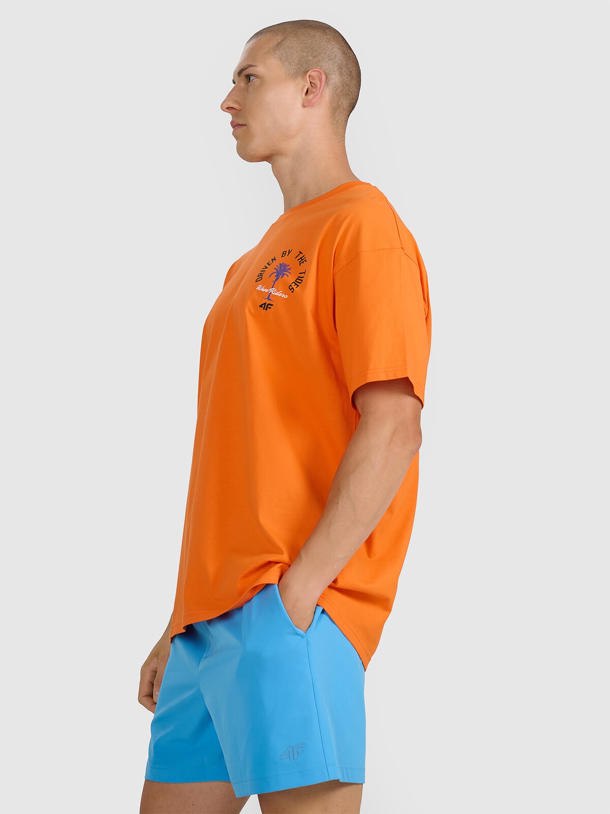 T-shirt oversize z nadrukiem męski
