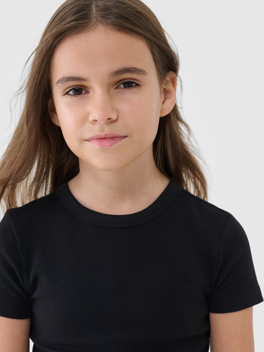 T-shirt slim crop top gładki dziewczęcy