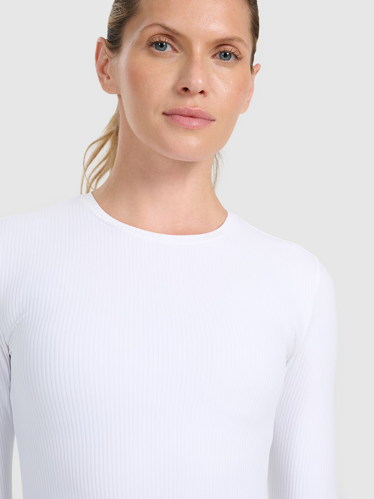 Longsleeve slim z prążkowanej dzianiny damski