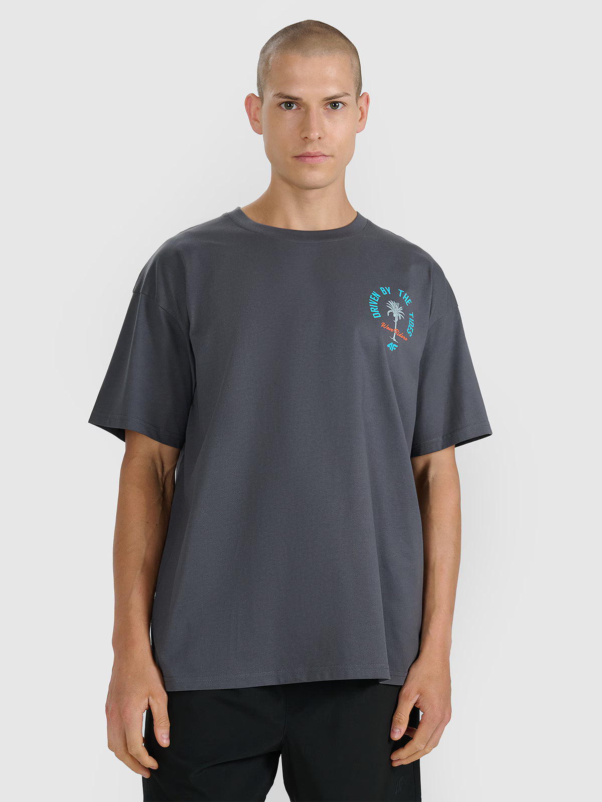 T-shirt oversize z nadrukiem męski