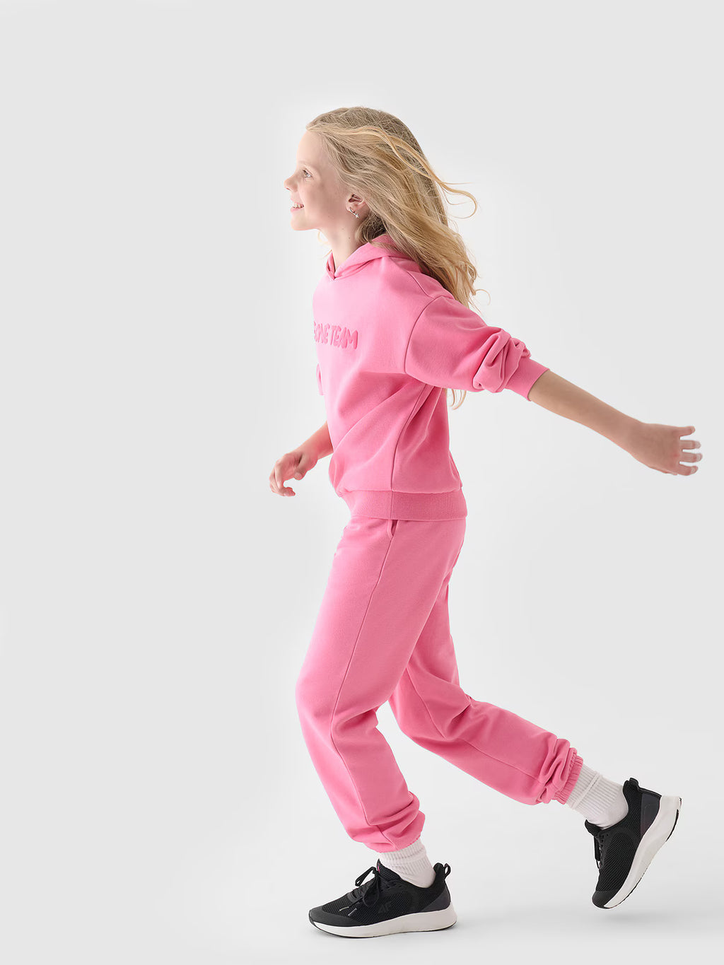 Bluza dresowa nierozpinana z kapturem dziewczęca