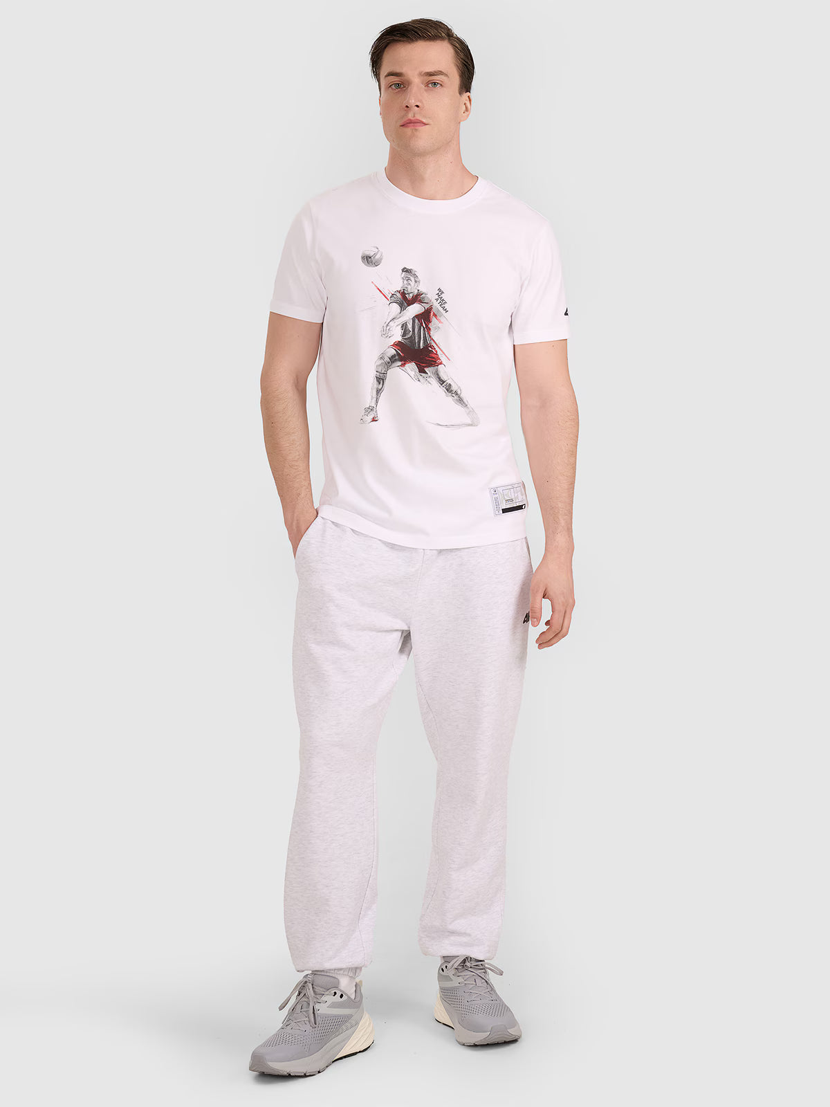 T-shirt regular z nadrukiem siatkarskim męski