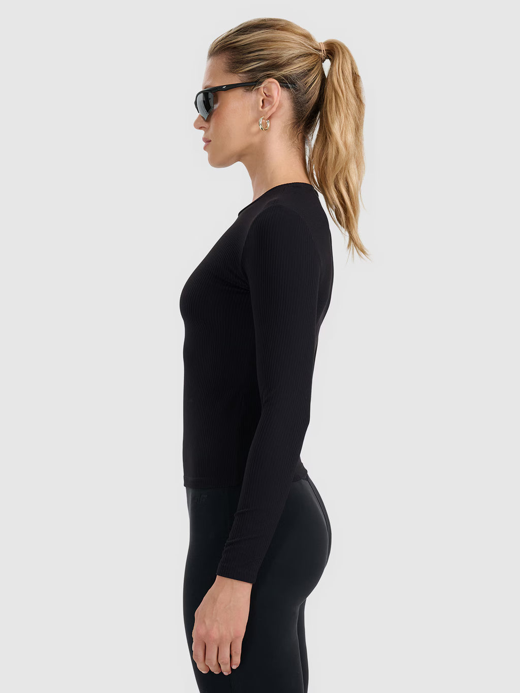 Longsleeve slim z prążkowanej dzianiny damski