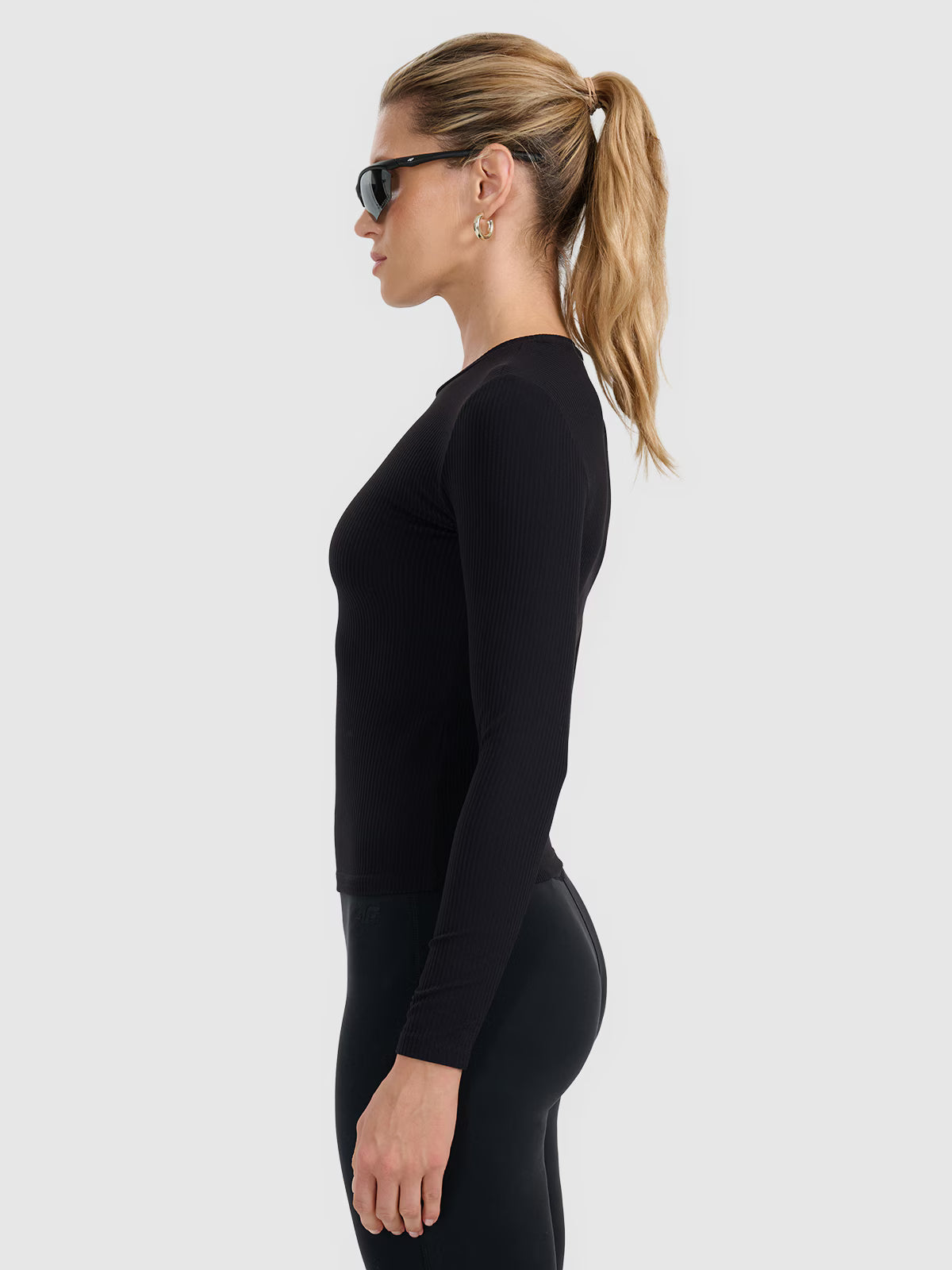 Longsleeve slim z prążkowanej dzianiny damski