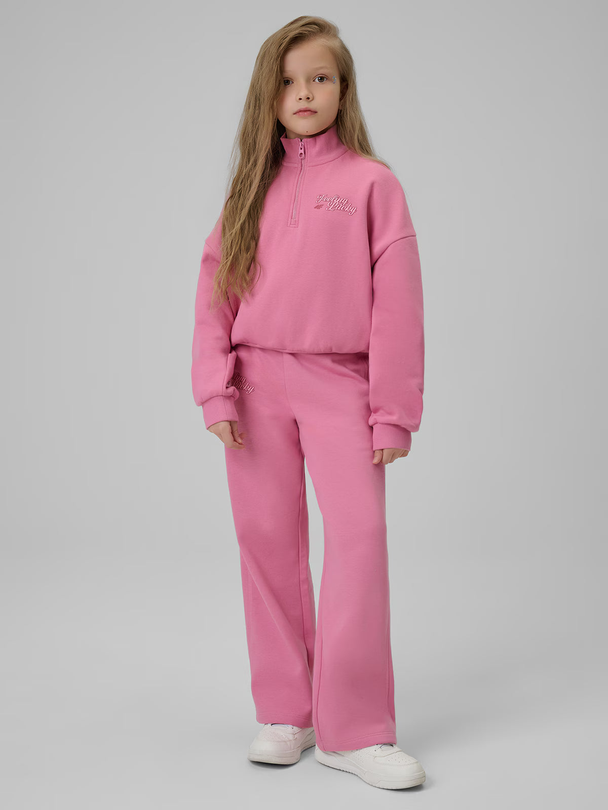 Bluza dresowa regular bez kaptura dziewczęca