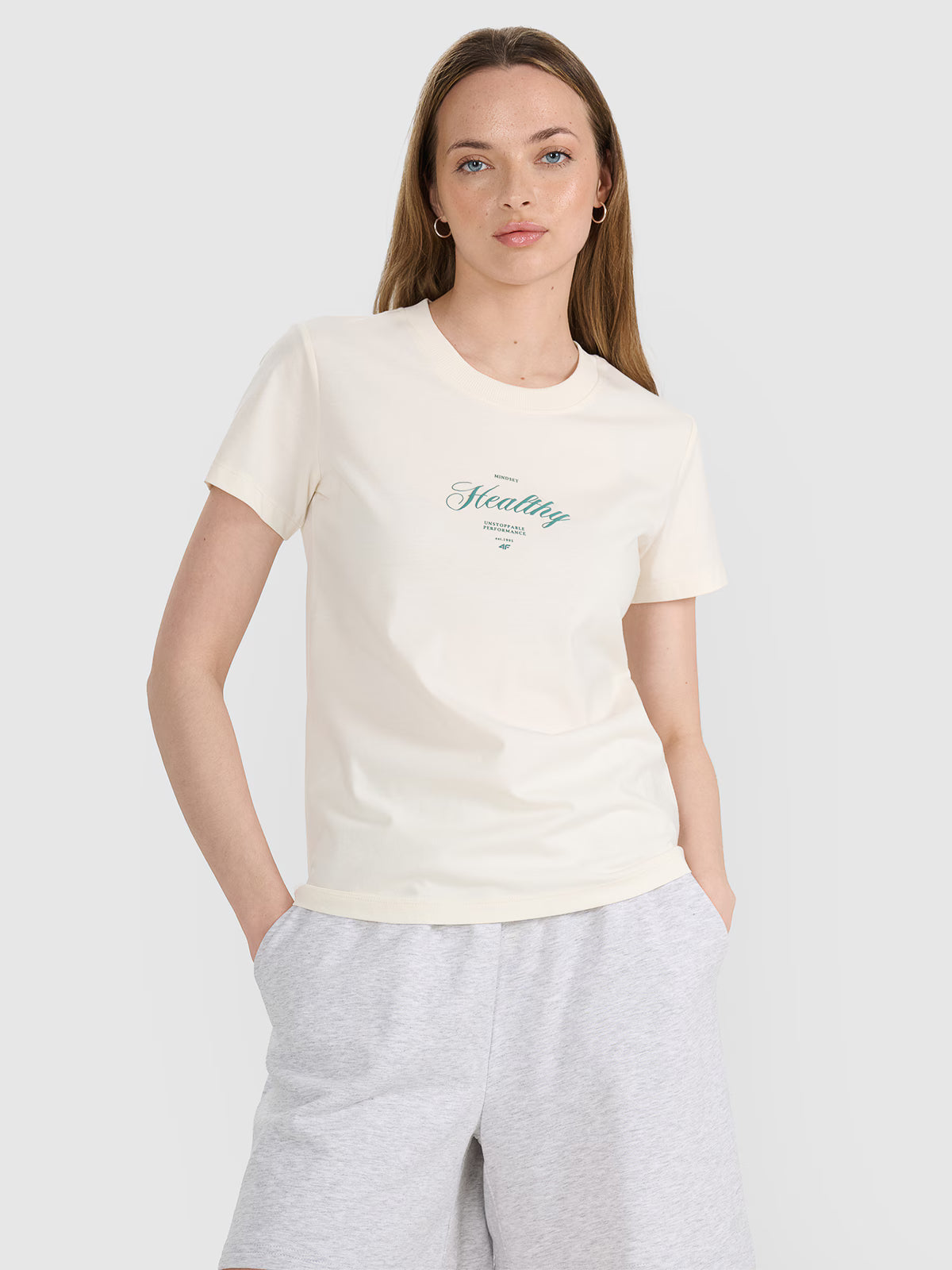 T-shirt regular z nadrukiem damski