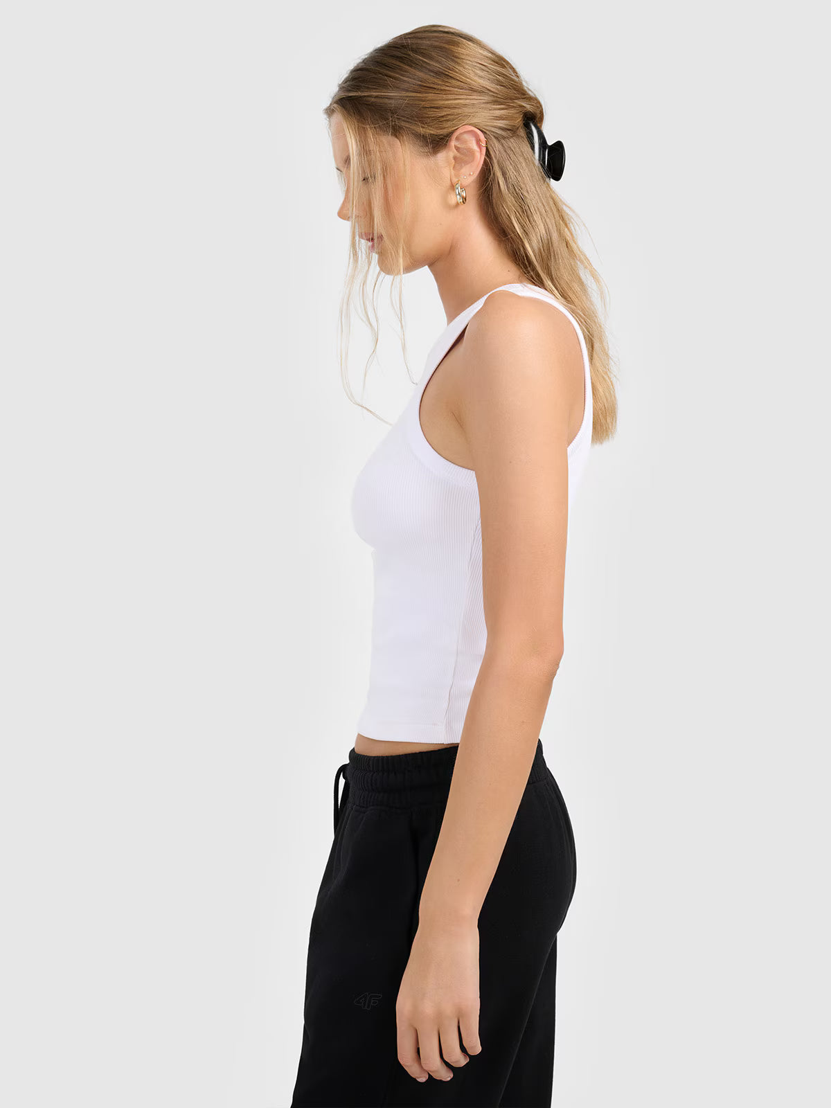 Top slim z prążkowanej dzianiny damski