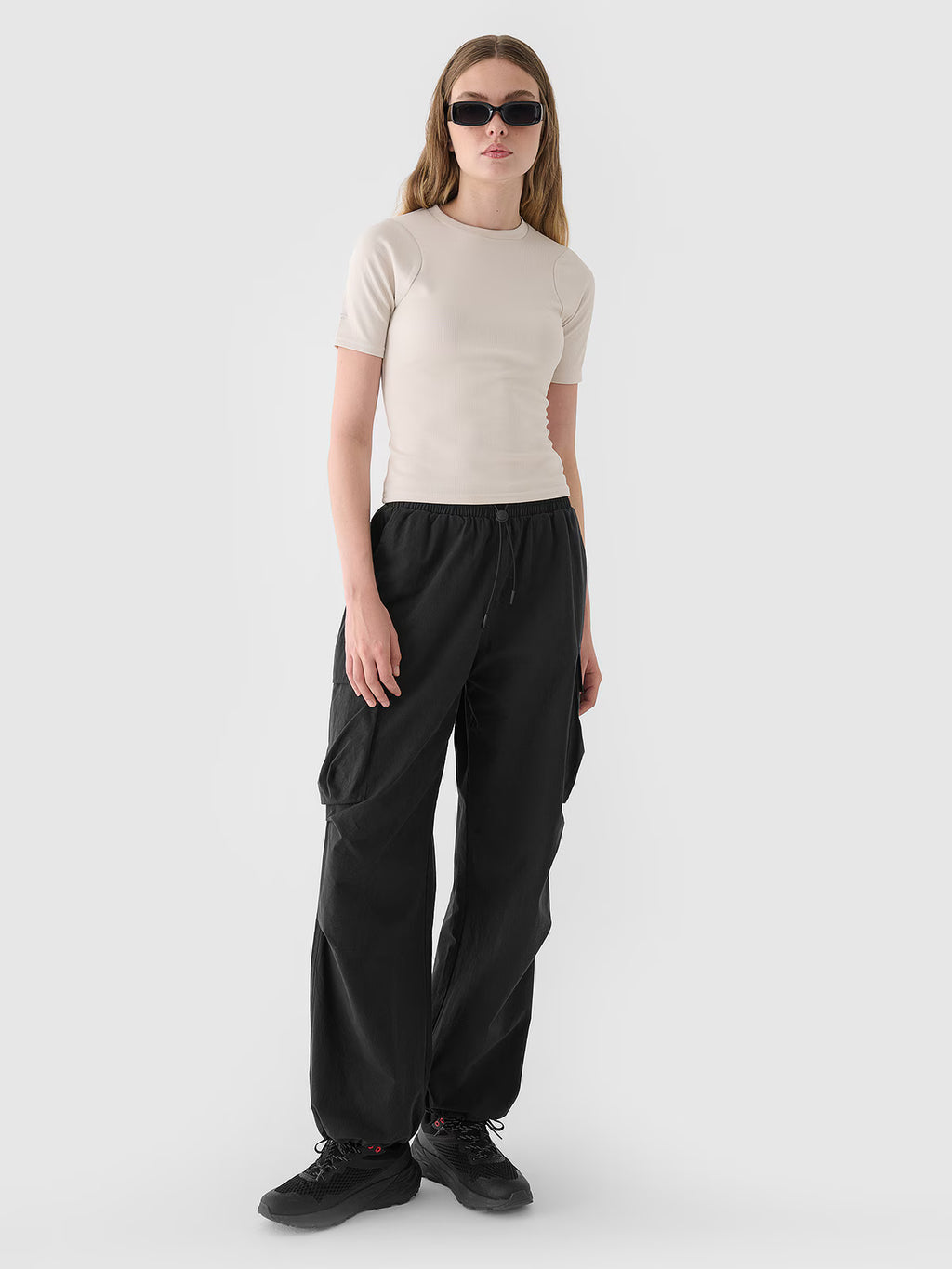 T-shirt slim crop-top gładki damski