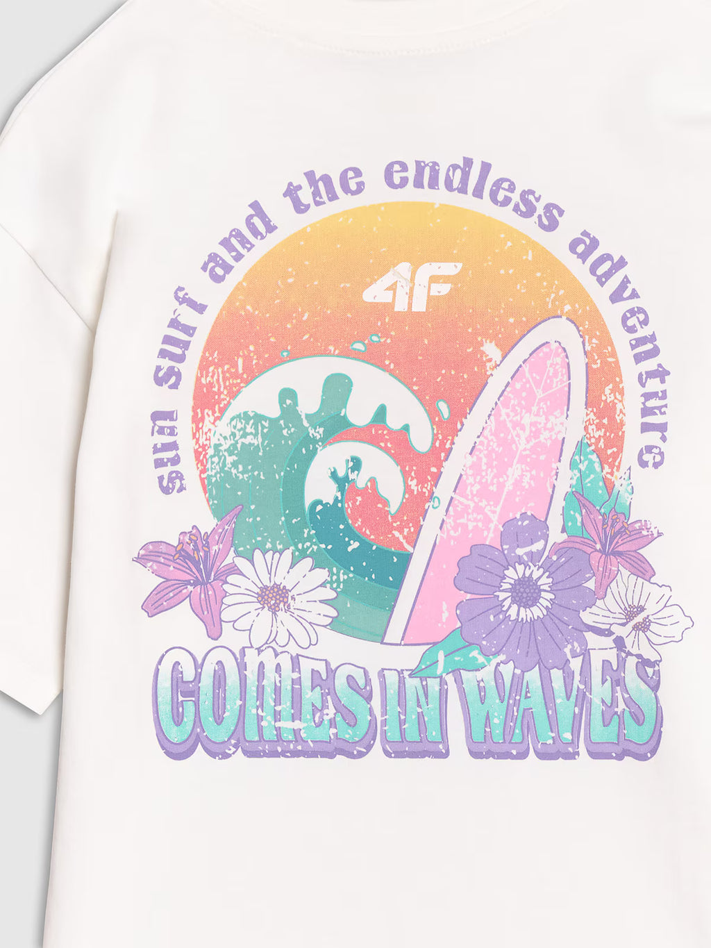 T-shirt oversize z nadrukiem dziewczęcy