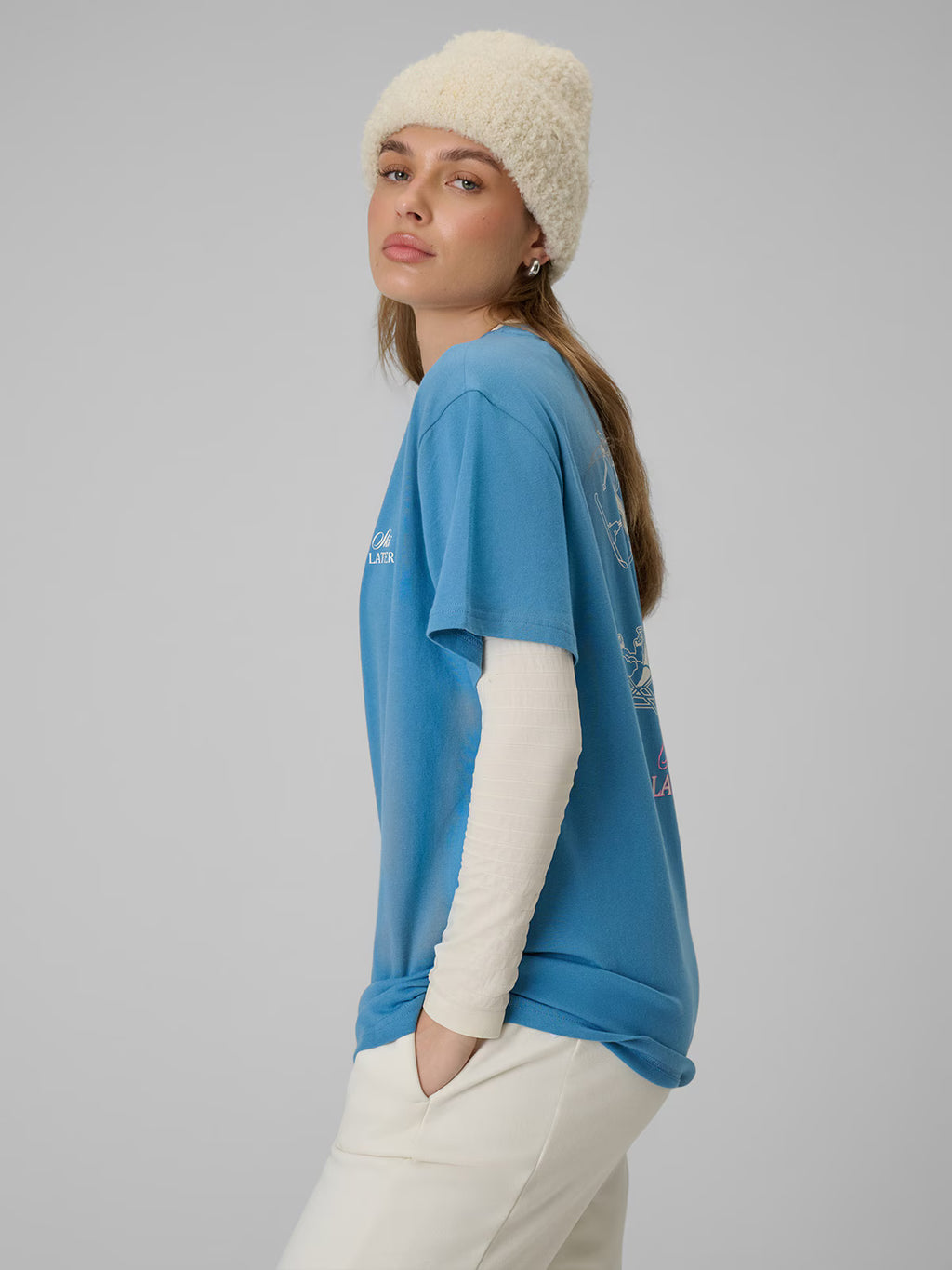 T-shirt loose z nadrukiem damski