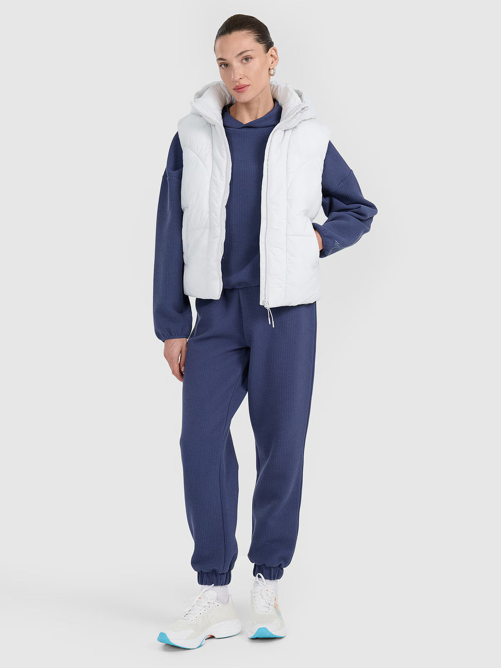 Bluza dresowa z waflowej dzianiny damska