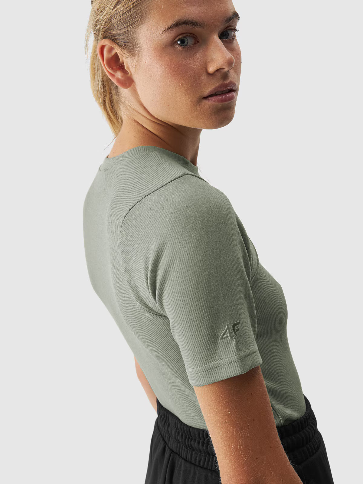T-shirt slim crop-top gładki damski