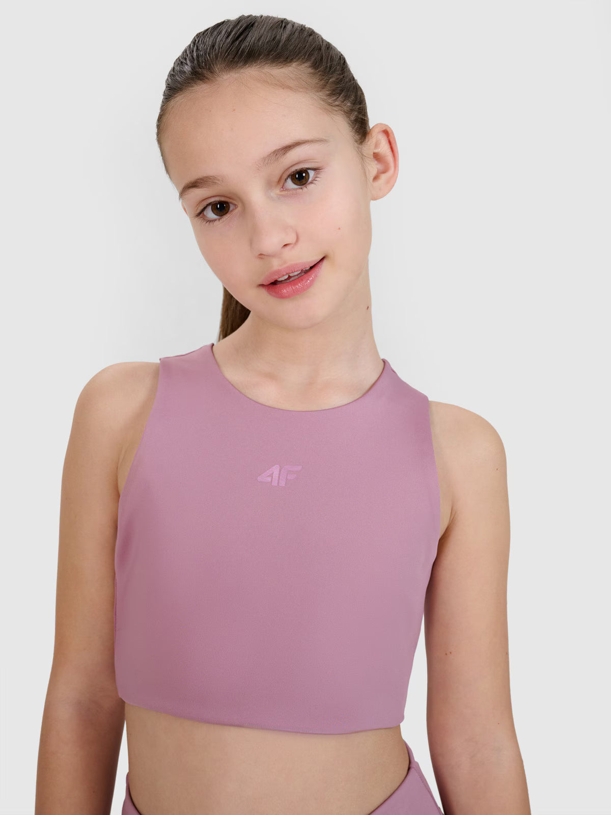 Crop top sportowy szybkoschnący dziewczęcy 4F JUNIOR x Anna Lewandowska