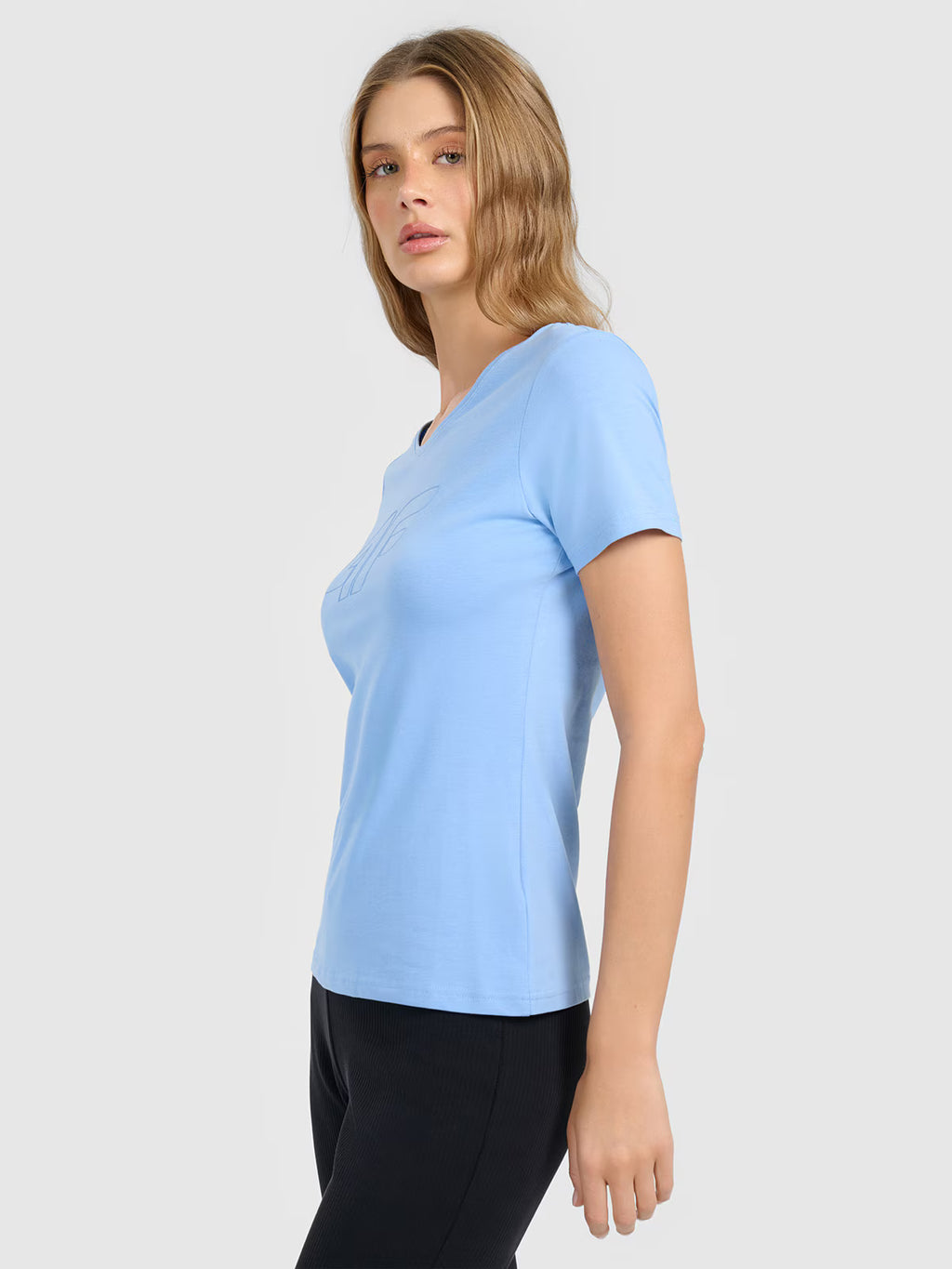 T-shirt slim z nadrukiem damski