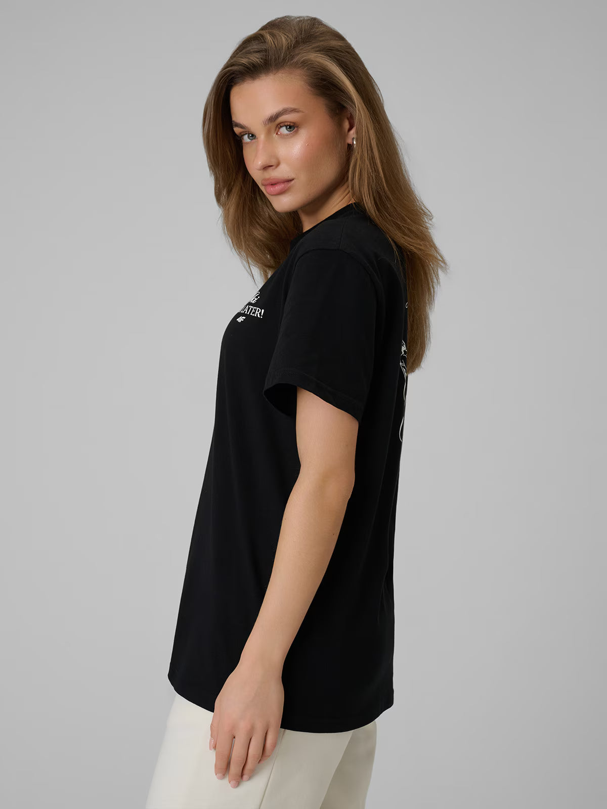 T-shirt loose z nadrukiem damski