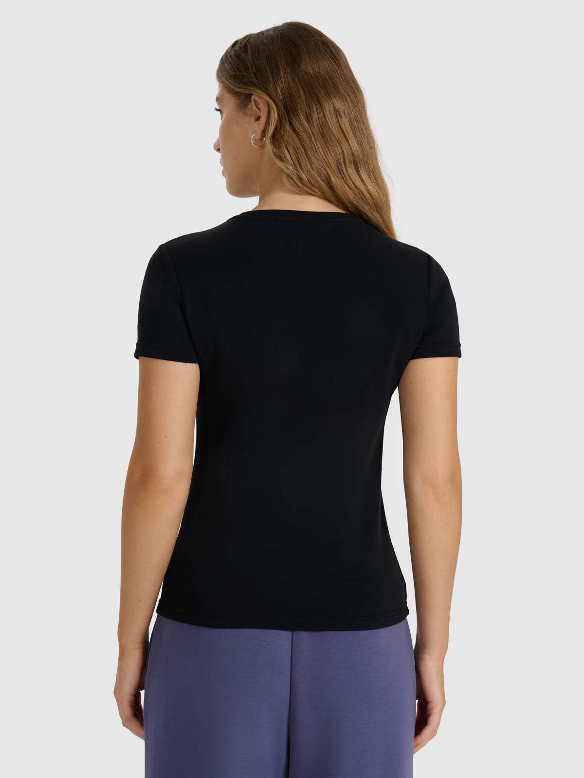 T-shirt z prążkowanej dzianiny z modalem damski