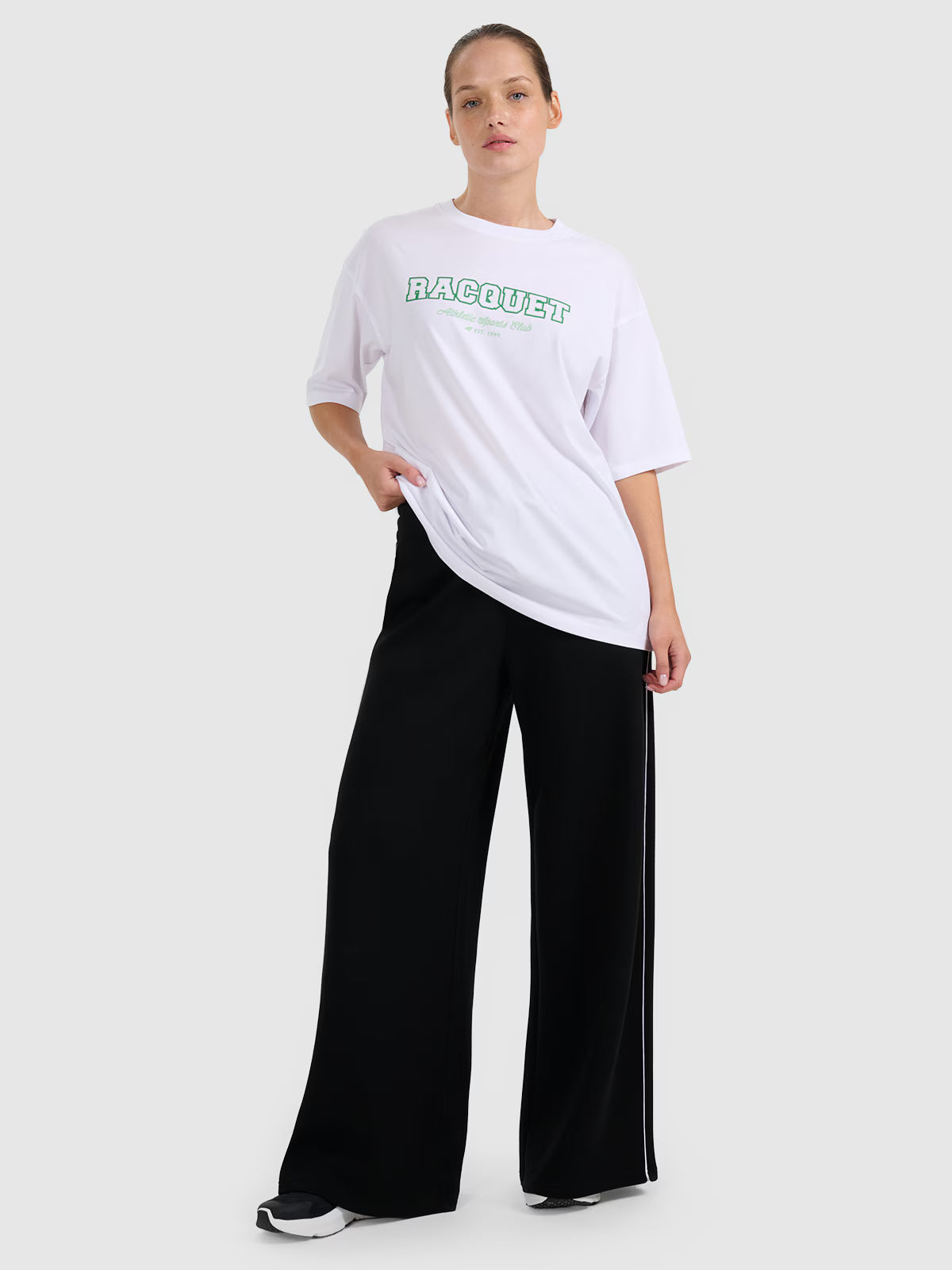 T-shirt oversize z nadrukiem damski