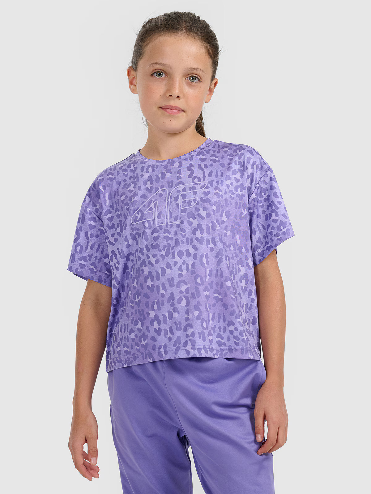 Crop-top sportowy szybkoschnący dziewczęcy
