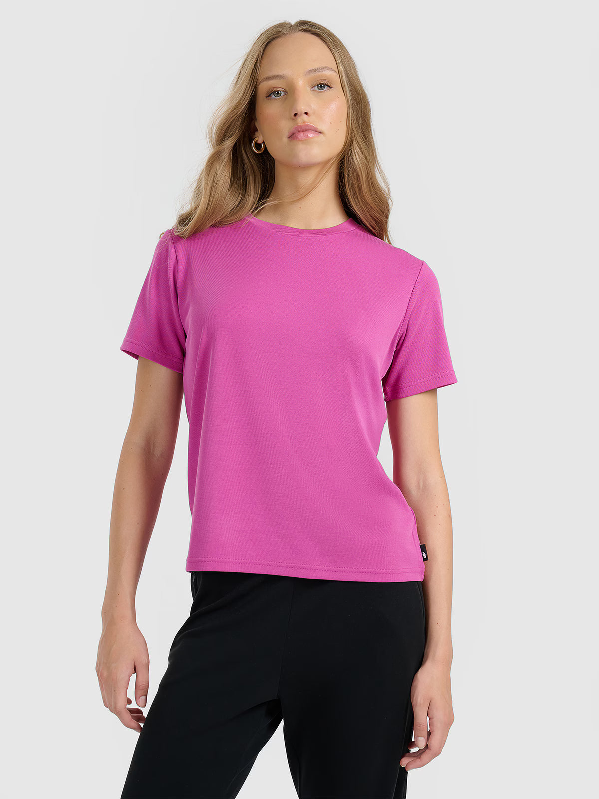 T-shirt z prążkowanej dzianiny z modalem damski