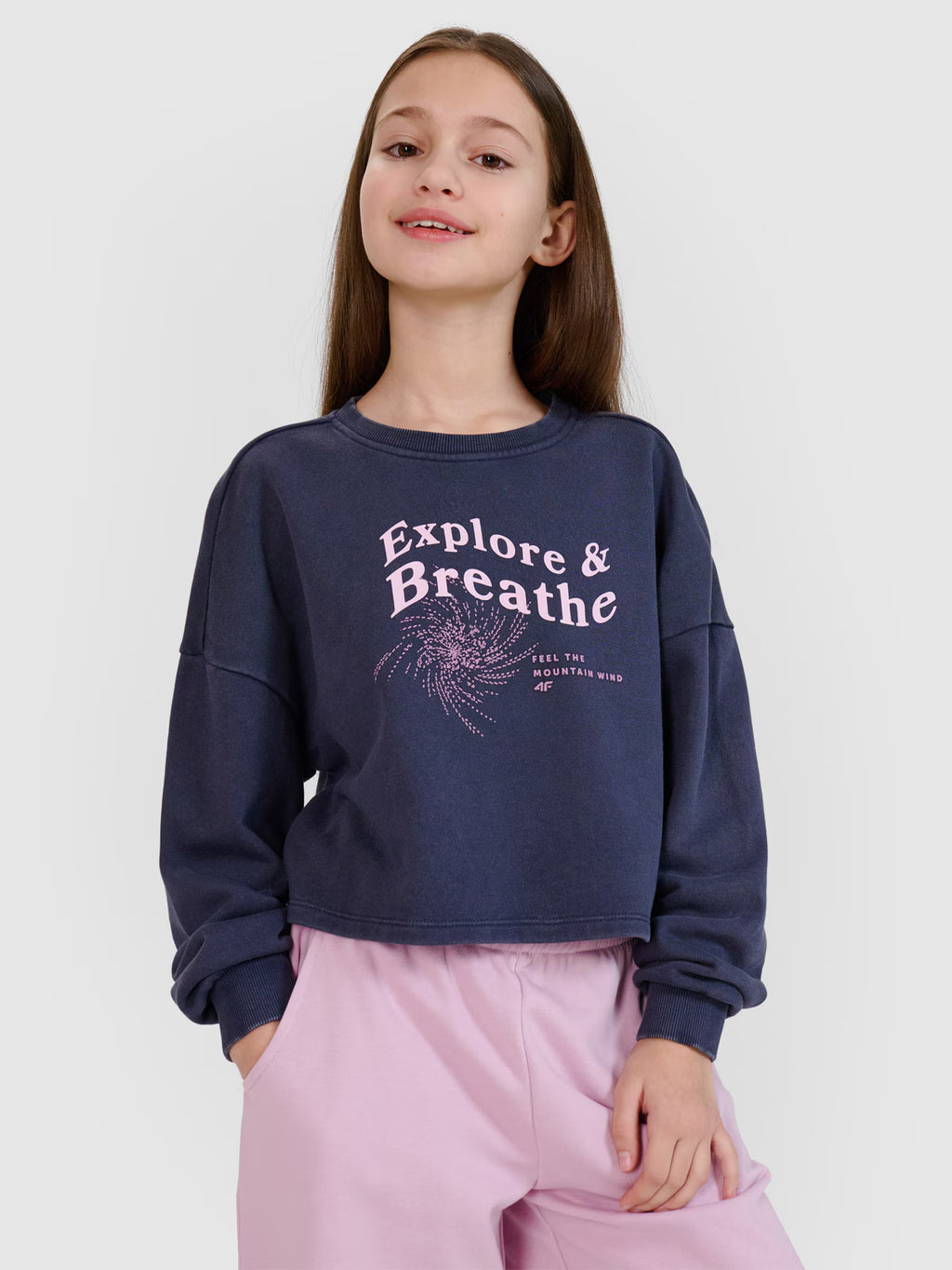 Bluza dresowa nierozpinana bez kaptura dziewczęca