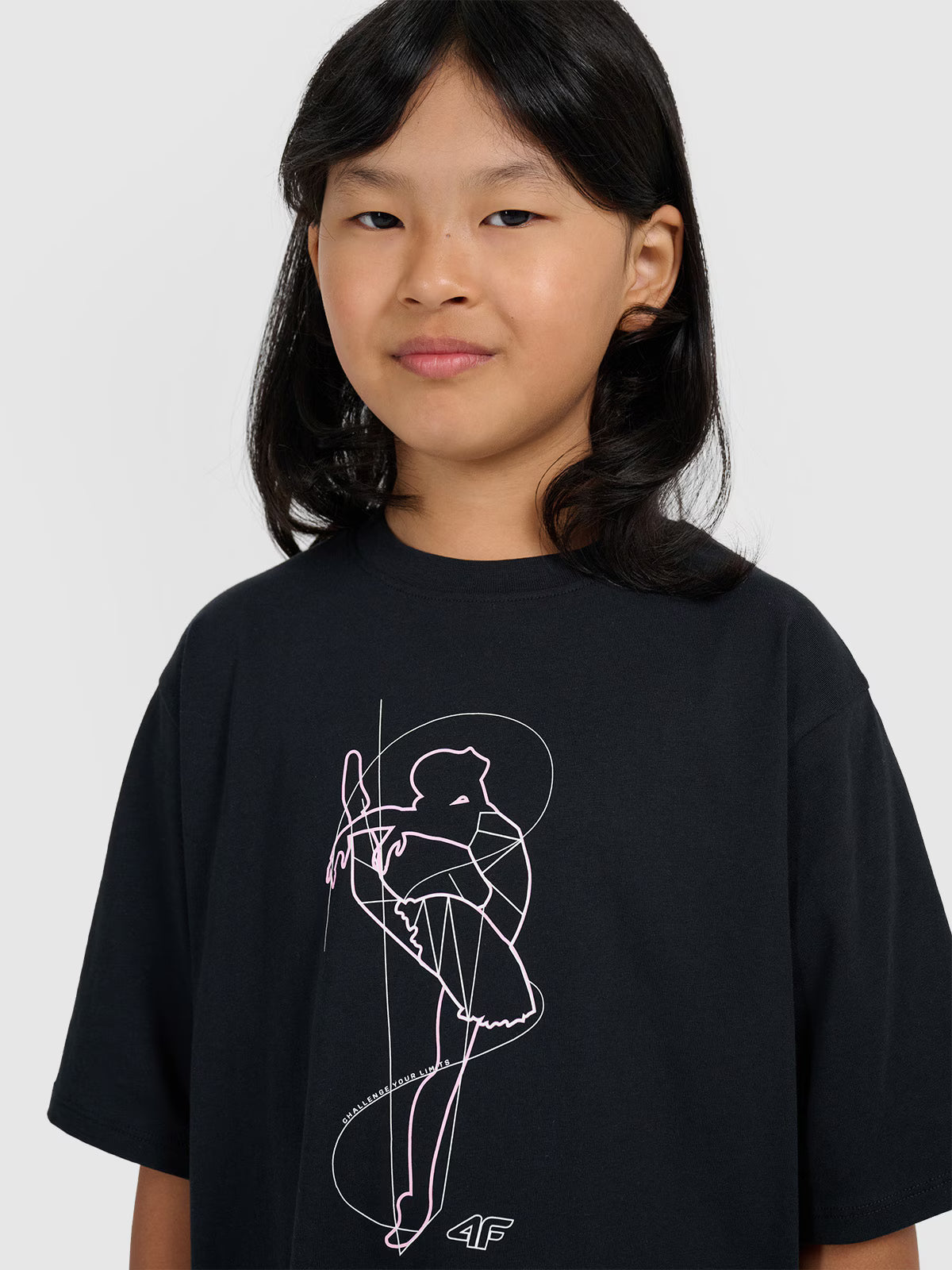 T-shirt oversize z nadrukiem dziewczęcy