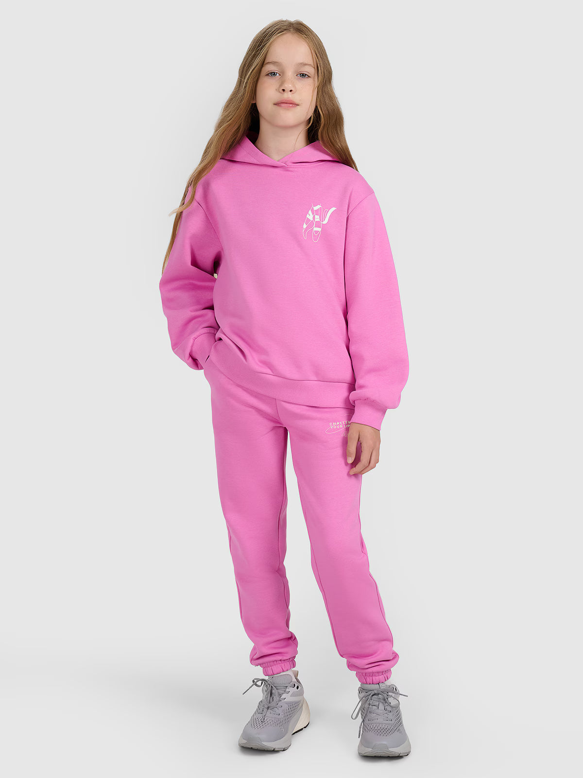 Bluza dresowa nierozpinana z kapturem dziewczęca