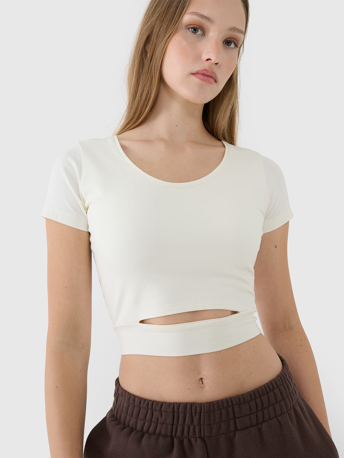 T-shirt crop top gładki damski