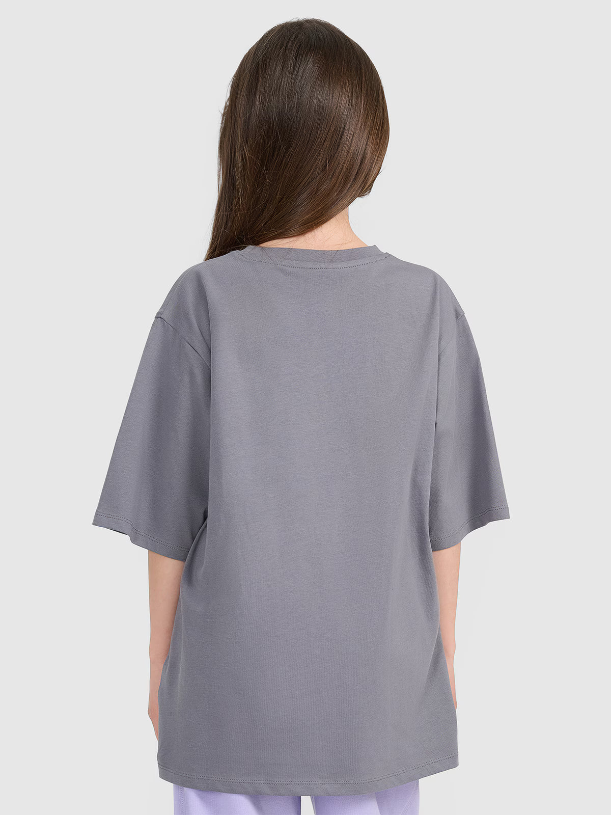 T-shirt oversize z nadrukiem dziewczęcy
