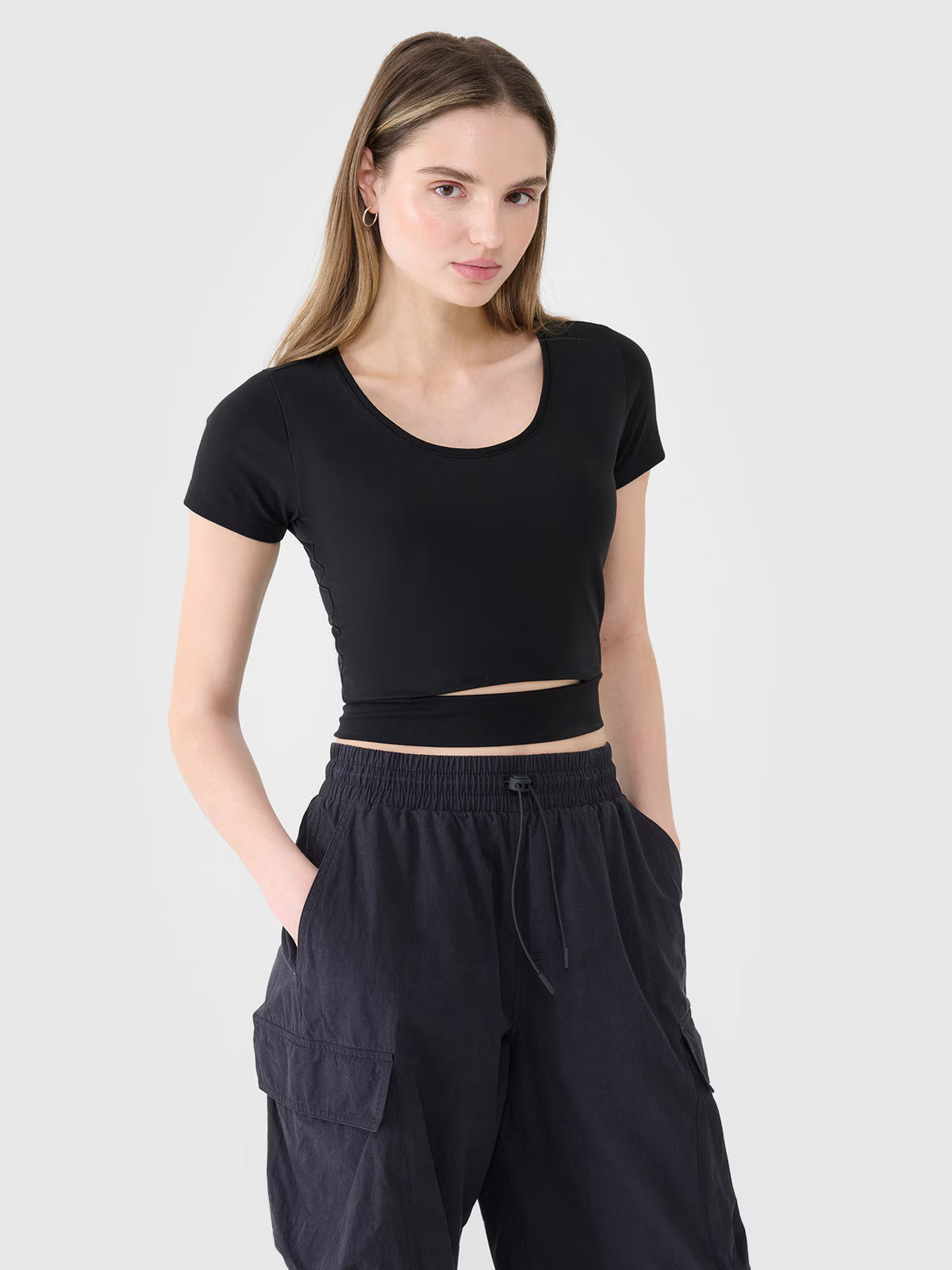 T-shirt crop top gładki damski