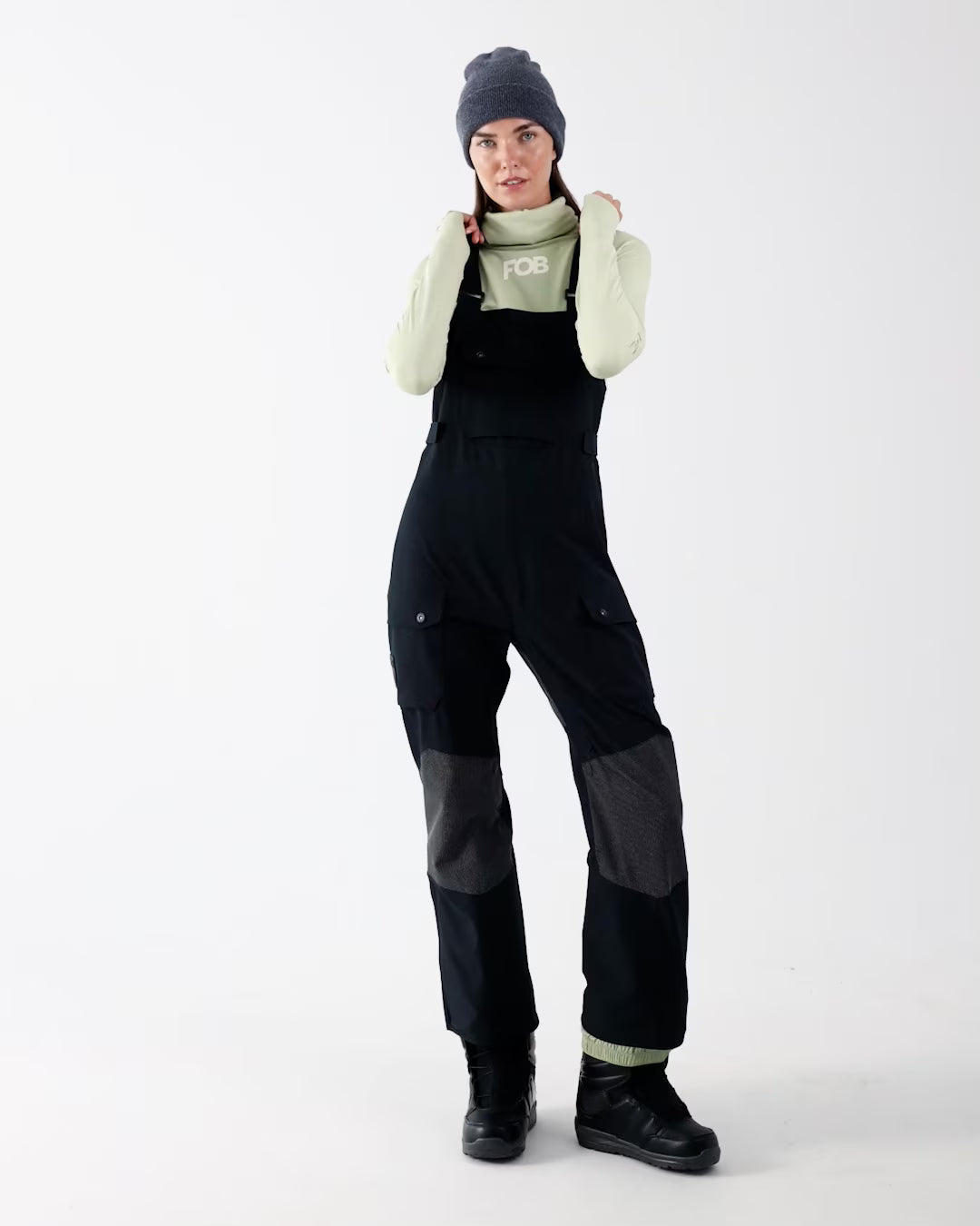 Spodnie snowboardowe z szelkami membrana 10000 damskie