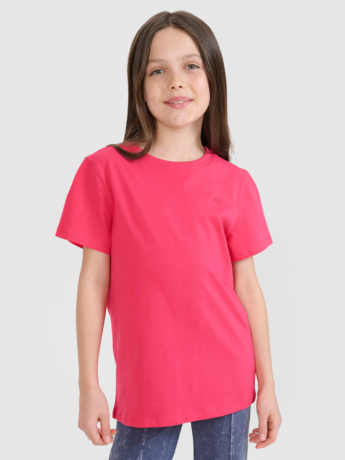 T-shirt regular gładki dziewczęcy