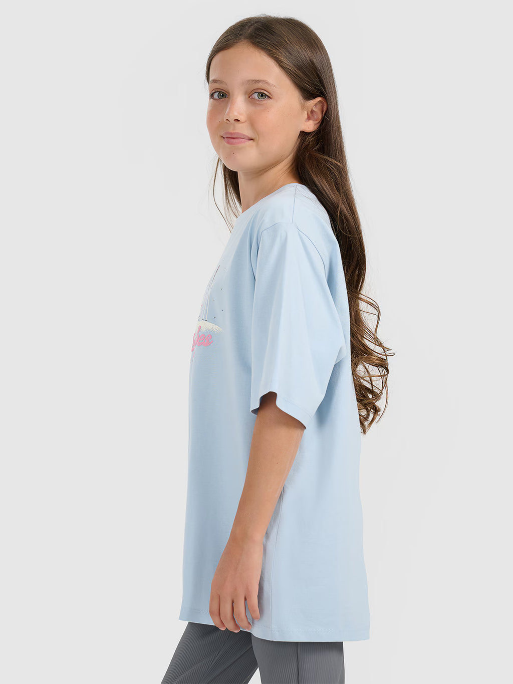 T-shirt loose z nadrukiem dziewczęcy