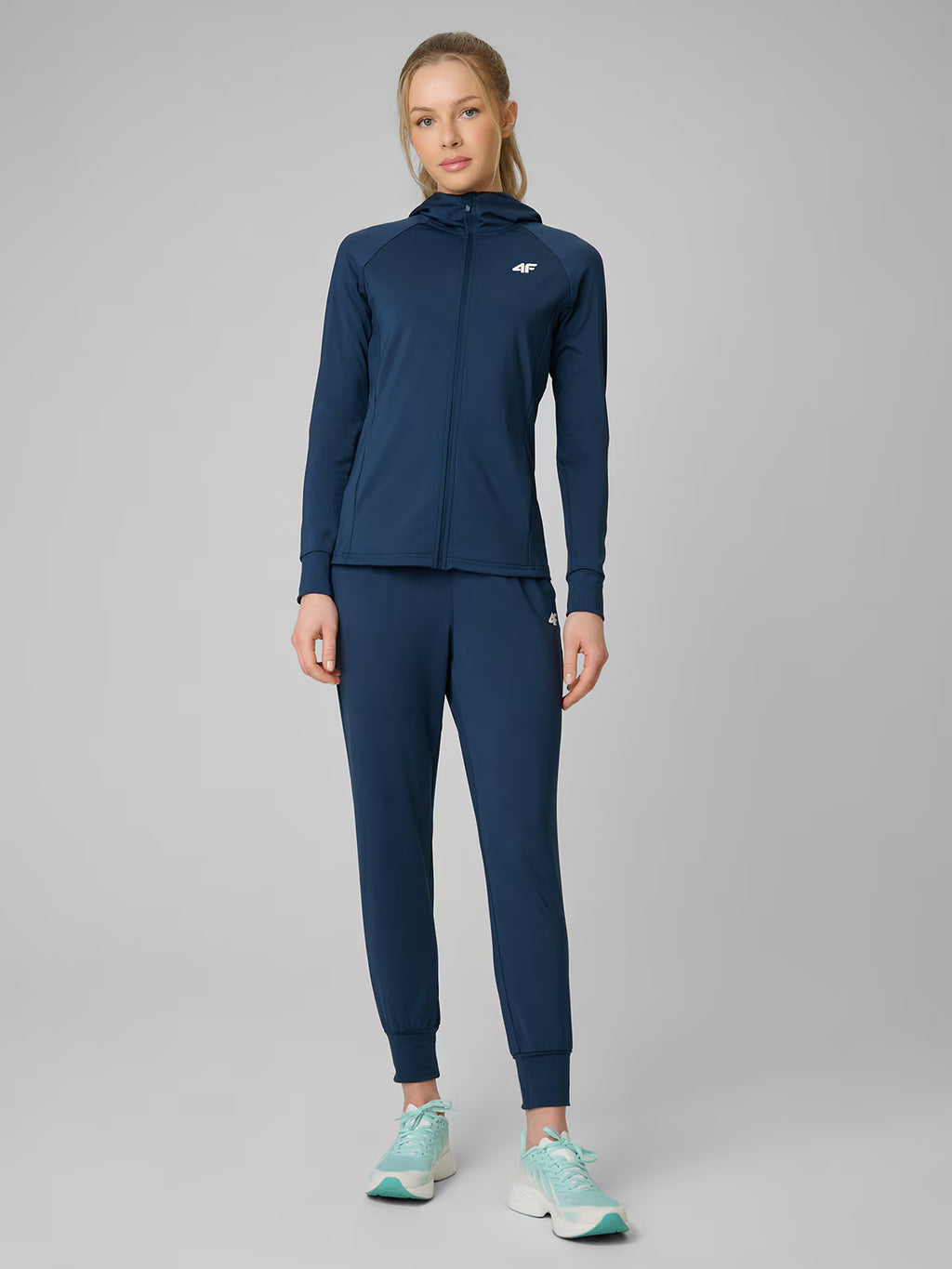 Bluza treningowa slim z kapturem damska