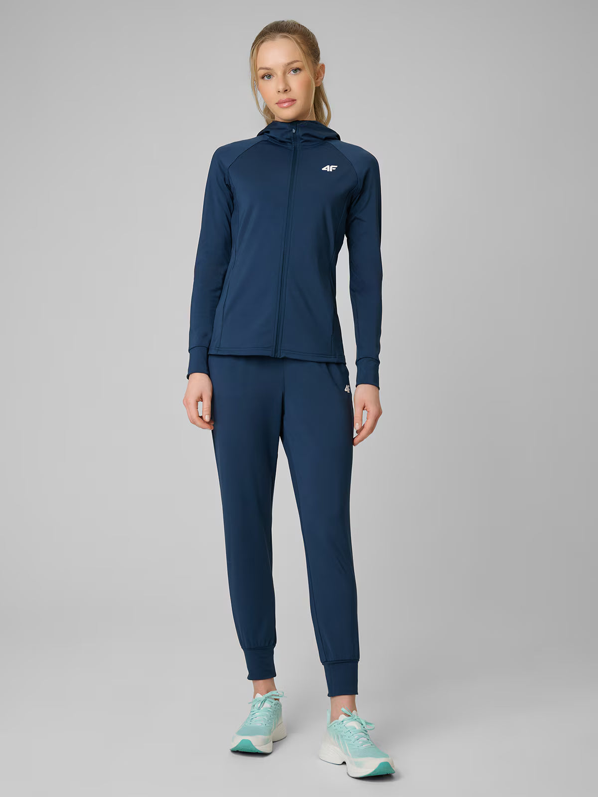 Bluza treningowa slim z kapturem damska