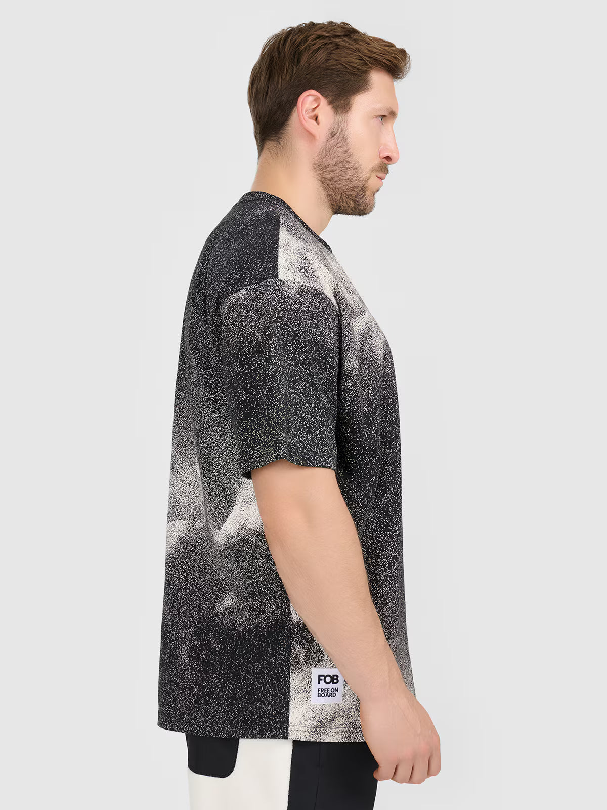 T-shirt loose z nadrukiem męski