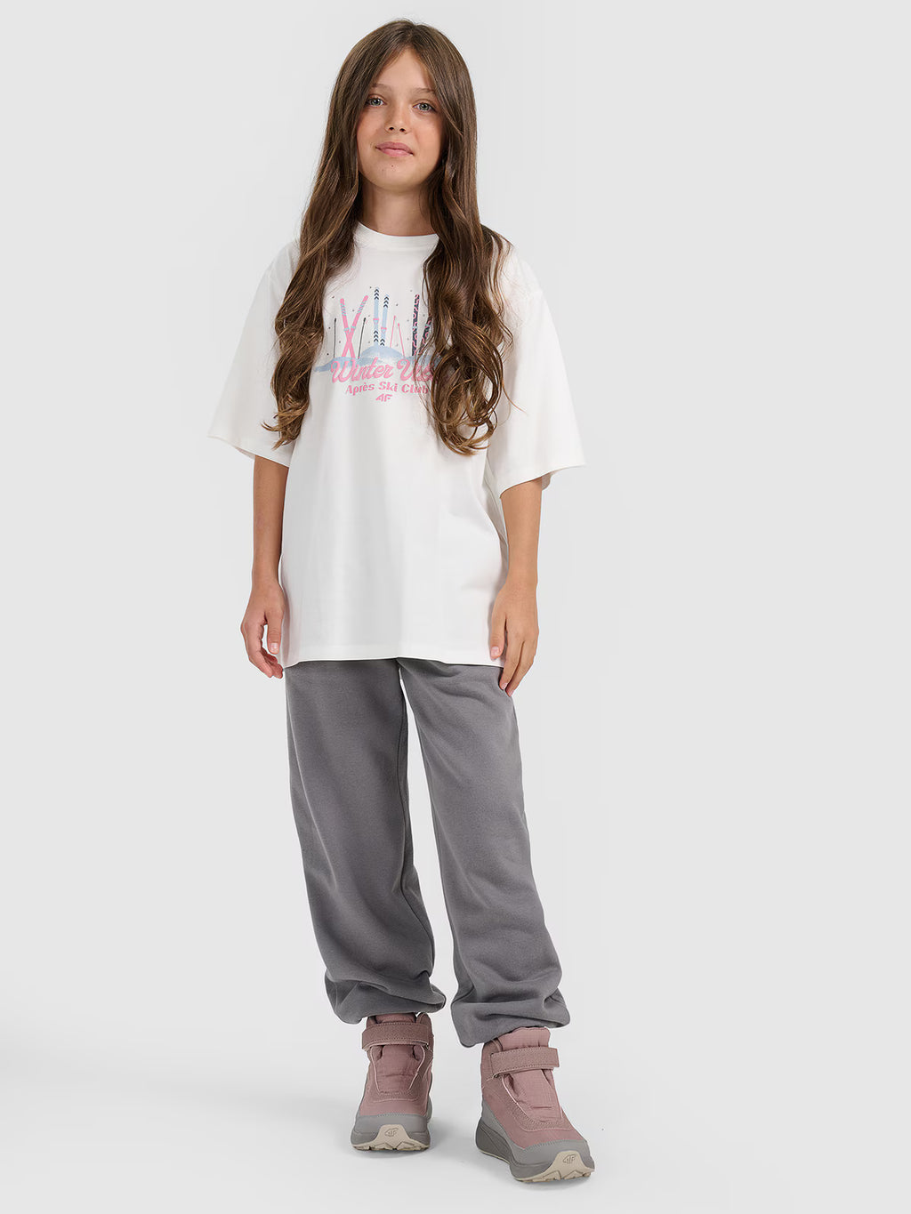 T-shirt loose z nadrukiem dziewczęcy
